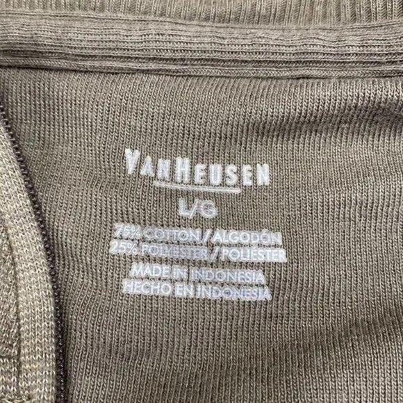 VAN‎ HEUSEN MEN'S GREEN STRIPED 1/4 ZIP PULL-OVER SWEATSHIRT LARGE-EUC - Picture 5 of 5